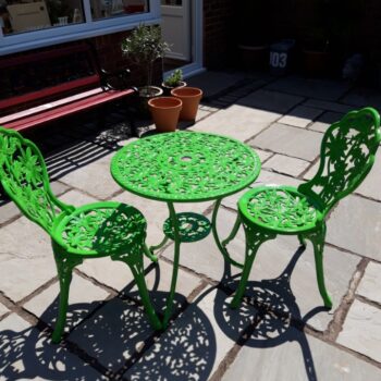 Outdoor Table and Chairs With A Green Lacquer Finish